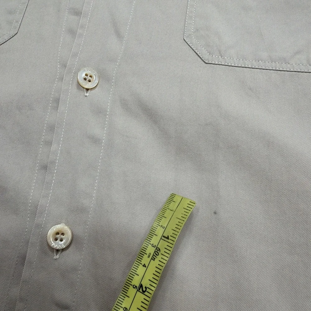 GUCCI Mens Shirt 39 15.5 Beige Long Sleeve Button Made in Italy Logo Safari Rare